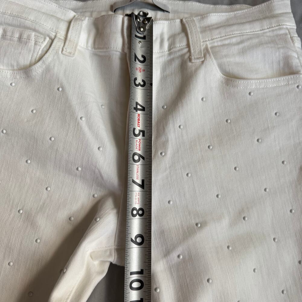 J Brand White Skinny Jeans Size 27 Textured Dot Stretch Denim - Picture 12 of 13